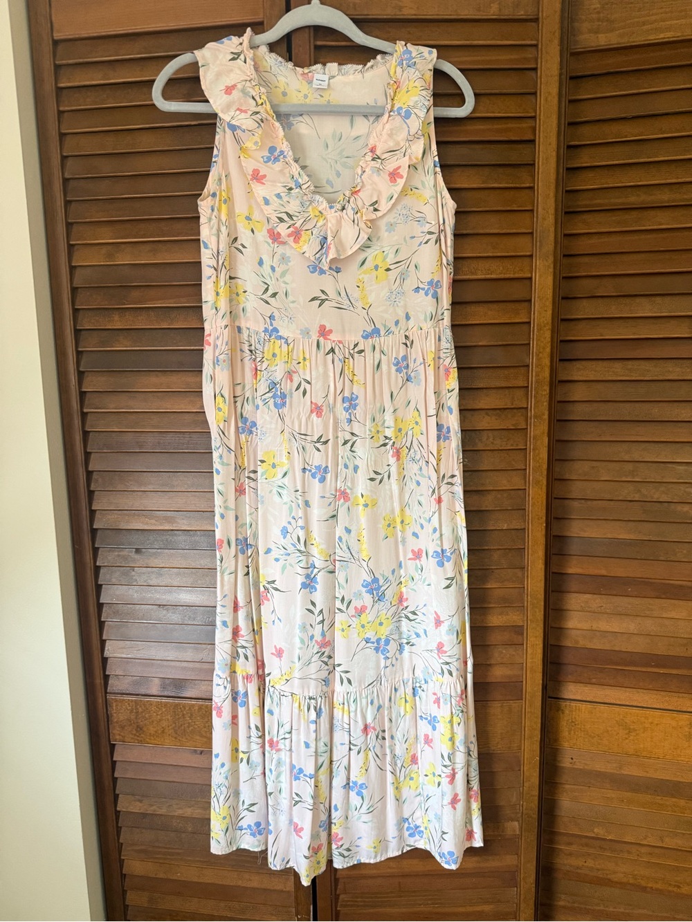 Old Navy Light Pink Floral Ruffle Maxi Dress